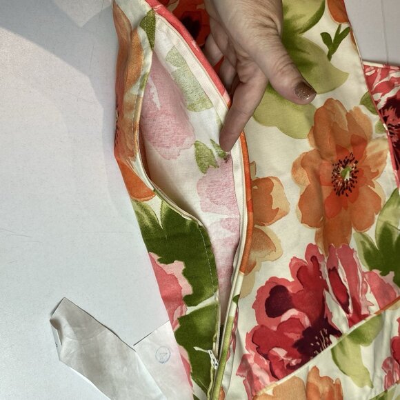 Pink Coral Floral Pillow Covers - Set of 3 - 100% Cotton Zip Closure Fits 20x20 - Picture 2 of 6